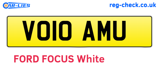 VO10AMU are the vehicle registration plates.