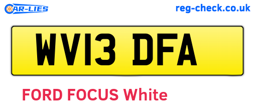 WV13DFA are the vehicle registration plates.