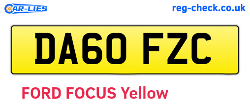 DA60FZC are the vehicle registration plates.