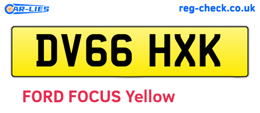 DV66HXK are the vehicle registration plates.