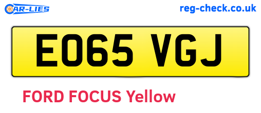 EO65VGJ are the vehicle registration plates.