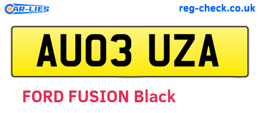 AU03UZA are the vehicle registration plates.