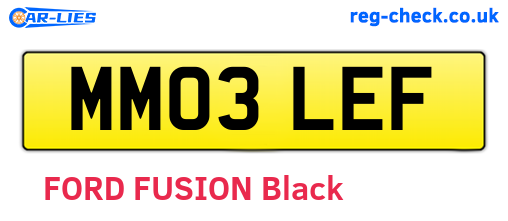 MM03LEF are the vehicle registration plates.