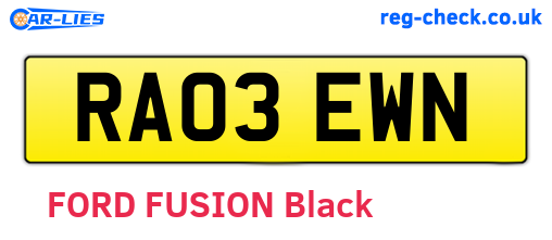 RA03EWN are the vehicle registration plates.