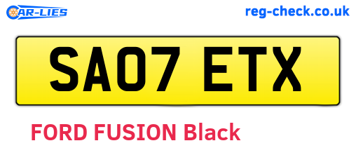 SA07ETX are the vehicle registration plates.