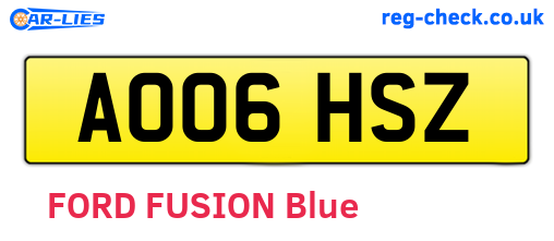 AO06HSZ are the vehicle registration plates.
