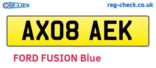 AX08AEK are the vehicle registration plates.