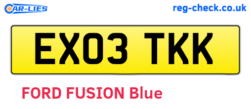 EX03TKK are the vehicle registration plates.