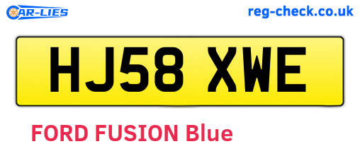 HJ58XWE are the vehicle registration plates.