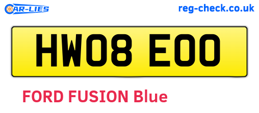 HW08EOO are the vehicle registration plates.