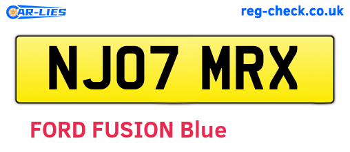 NJ07MRX are the vehicle registration plates.