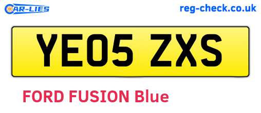 YE05ZXS are the vehicle registration plates.