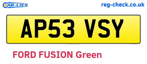 AP53VSY are the vehicle registration plates.