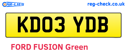 KD03YDB are the vehicle registration plates.