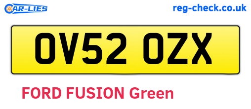 OV52OZX are the vehicle registration plates.