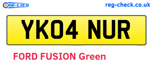 YK04NUR are the vehicle registration plates.