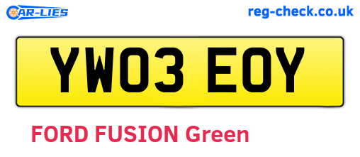 YW03EOY are the vehicle registration plates.
