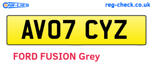 AV07CYZ are the vehicle registration plates.