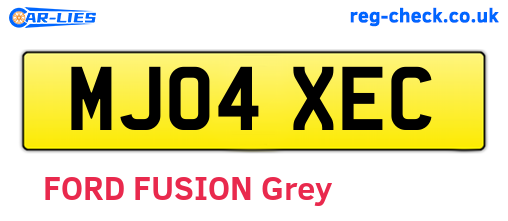 MJ04XEC are the vehicle registration plates.