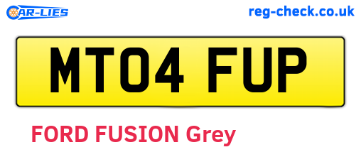 MT04FUP are the vehicle registration plates.