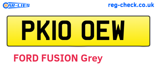 PK10OEW are the vehicle registration plates.