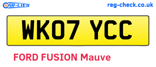 WK07YCC are the vehicle registration plates.