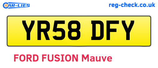 YR58DFY are the vehicle registration plates.
