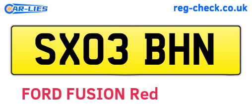 SX03BHN are the vehicle registration plates.