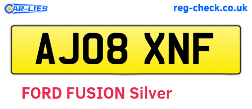 AJ08XNF are the vehicle registration plates.