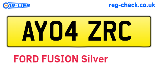 AY04ZRC are the vehicle registration plates.