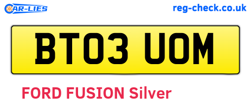 BT03UOM are the vehicle registration plates.