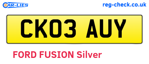 CK03AUY are the vehicle registration plates.