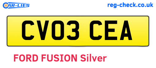 CV03CEA are the vehicle registration plates.