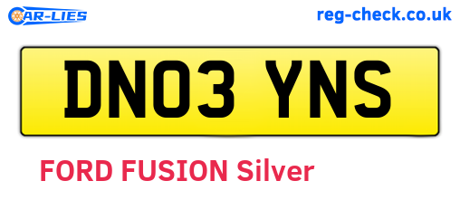 DN03YNS are the vehicle registration plates.