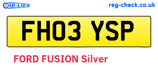 FH03YSP are the vehicle registration plates.