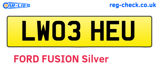 LW03HEU are the vehicle registration plates.