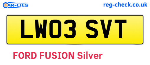 LW03SVT are the vehicle registration plates.