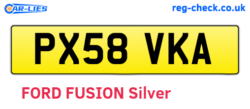 PX58VKA are the vehicle registration plates.