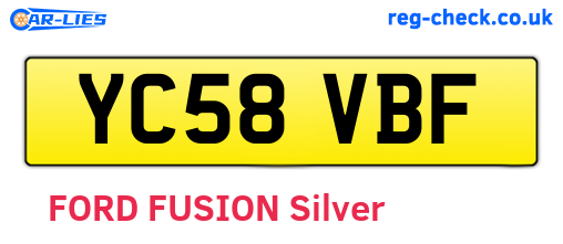 YC58VBF are the vehicle registration plates.