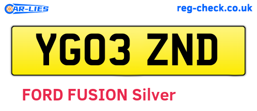 YG03ZND are the vehicle registration plates.