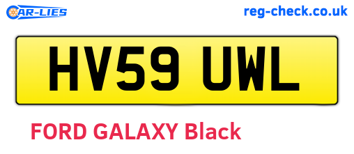 HV59UWL are the vehicle registration plates.