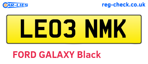 LE03NMK are the vehicle registration plates.