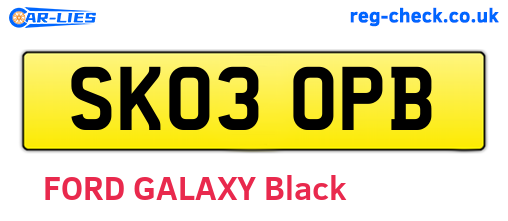 SK03OPB are the vehicle registration plates.