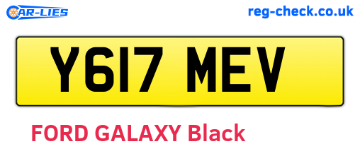 Y617MEV are the vehicle registration plates.