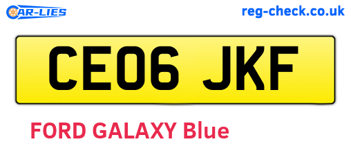 CE06JKF are the vehicle registration plates.