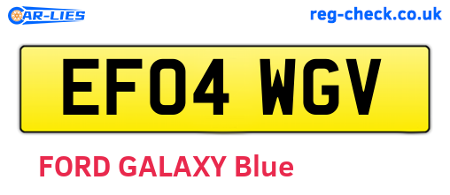 EF04WGV are the vehicle registration plates.