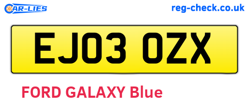 EJ03OZX are the vehicle registration plates.