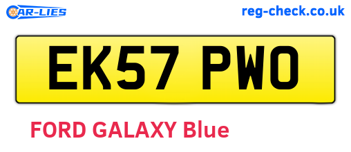 EK57PWO are the vehicle registration plates.