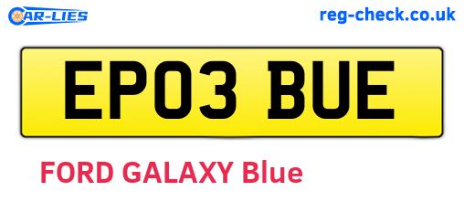 EP03BUE are the vehicle registration plates.