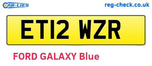 ET12WZR are the vehicle registration plates.